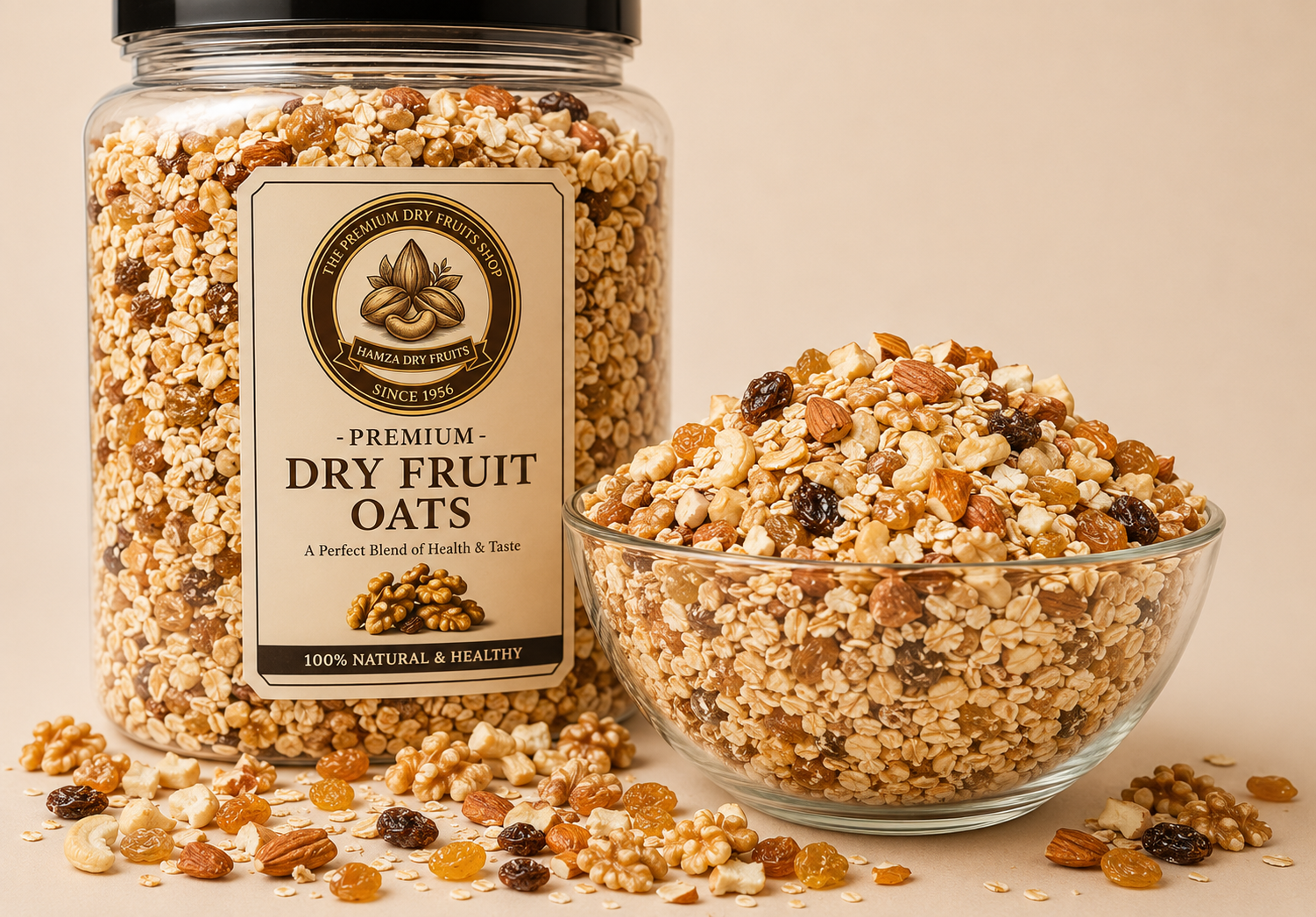 Premium Dry Fruit Oats with Almonds, Walnuts & Chia Seeds | Hamza Dry Fruits